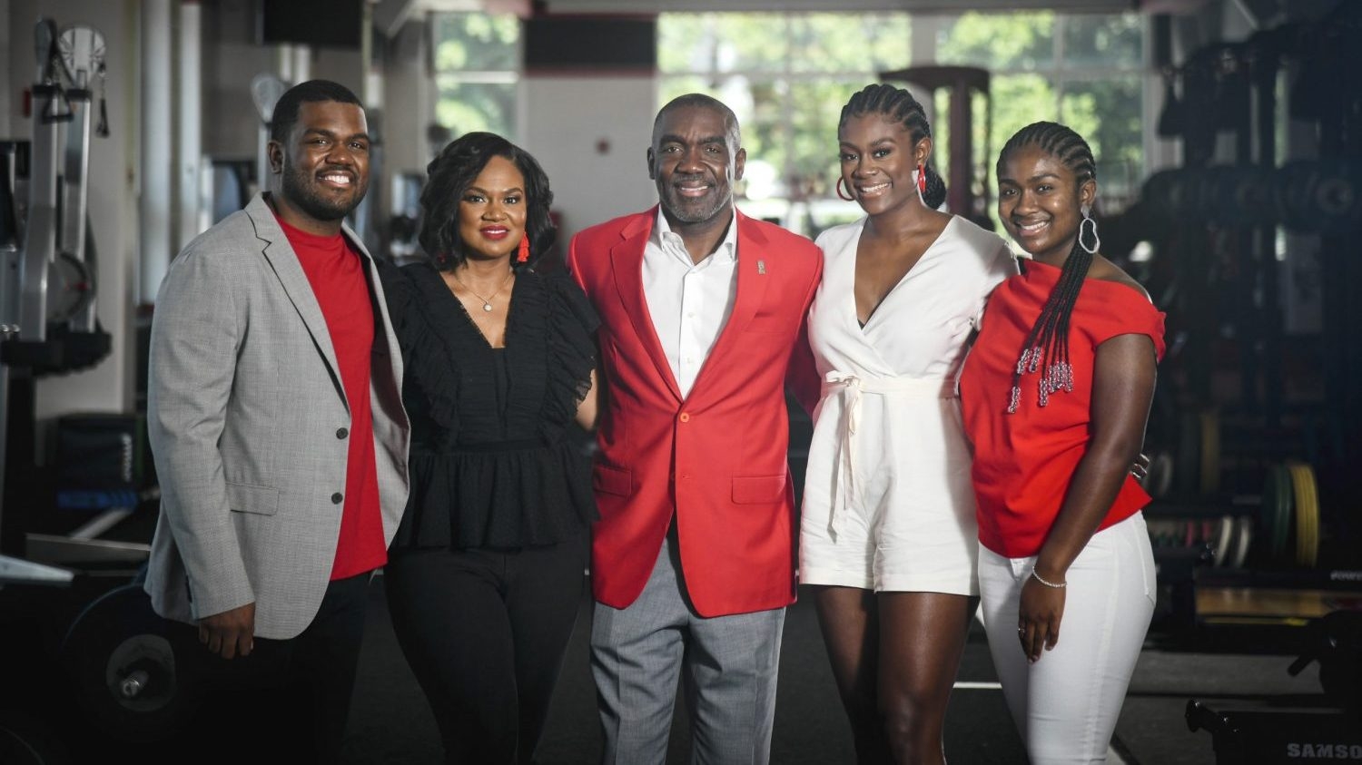 the Washington family posed together at Vaughn Towers